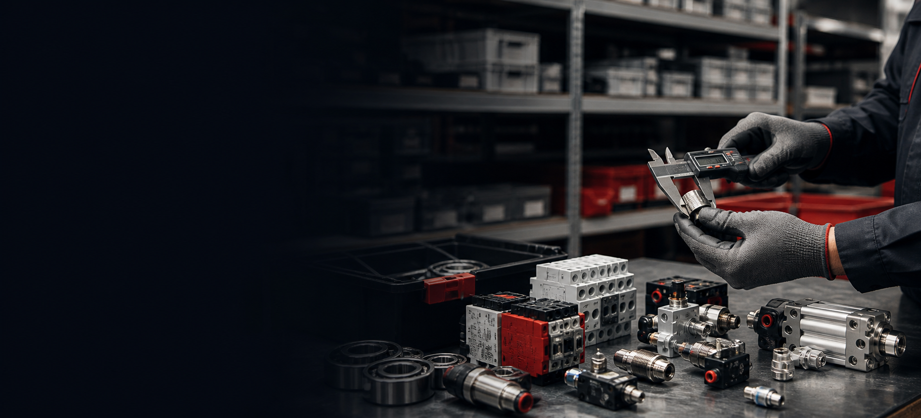 Industrial spare parts being inspected for supply